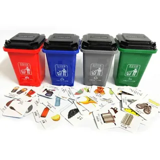 QYEW Kinderspielzeug, 4-Stück Mülleimer Spielzeug, Müllwagen Mülleimer, Kinderspielzeug Roller, Kindermülleimer, Schule Schritt Kinder, 6,5 x 6 x 4,5 cm