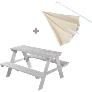 roba® Garten-Kindersitzgruppe »Picknick for 4 Outdoor +« Set, 2 Stk. tlg. grau, mit Sonnenschirm, grau