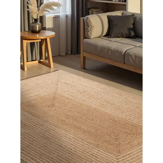 HANSE HOME Juno Line Juteteppich 200 x 300 cm Beige/Gold/Weiß
