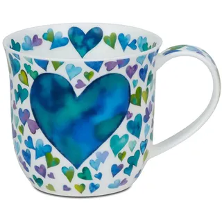 Dunoon Becher Cumbrae Big Love blau 450 ml Bone China Kaffeetasse 102mm Teetasse 0,45l - Hochwertige Porzellantasse Elegantes modernes Design Spülmaschinenfest Geschenk