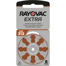 80 x RAYOVAC Extra Hörgerätebatterien Typ 312 - PR41 - Farbcode braun – 1,45 Volt - 80 Stück (10 x 8 Batterien)