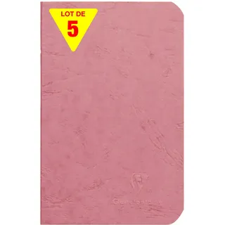 Clairefontaine 734106Cpack - Packung 5x Notizheften Kladde Age Bag, 9x14 cm, 48 Blatt blanko 90g, Einband gekörnt mit Lederstruktur, Altrosa 1 Pack