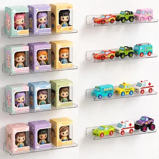 Lifewit 8 Pack Kunststoff Wandregal, 35,5cm Schweberegal Wand trag. 6kg | Hängeregal für Kinderzimmer Schlafzimmer Wohnzimmer Bad Küche, Wall Shelf Regalbrett Bilderleiste Bücherregal, Transparent