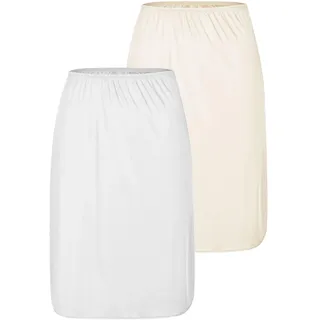 Unterrock NINA VON C. "2er Pack Halbrock Länge 60 cm Elegance", Damen, Gr. 50, bunt (weiß champagner), Obermaterial: 81% Viskose CV. 19% Polyester PES., Röcke Unterrock
