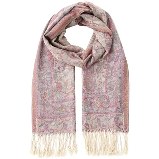 Umjetnost Weicher seidiger Pashmina-Schal für Damen, Paisleymuster, Pashmina-Schal mit Fransen, Beige Paisley, Einheitsgröße