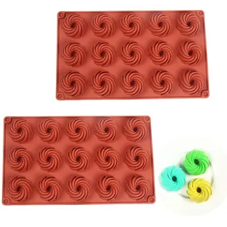 LEEQ Mini Gugelhupfform 15er - Mini Donut Backform Gugelhupfformen, Silikon spiralförmige Gugelhupf Kuchenform aus Silikon für Schokolade, Muffins, Brownies, Kuchen, Pudding, 29x17x2.2cm(2 PCS)