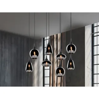 LED Pendelleuchte Industrial mehrflammig Rauchglas Optik für Esstisch Couchtisch