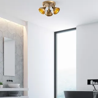 Opviq Elegant Gold Chandelier, Metal Body, 45 cm Diameter, Non-Adjustable Height, 3 x E14 Max 40W, IP20 | Perfect for Living Room & Dining Spaces