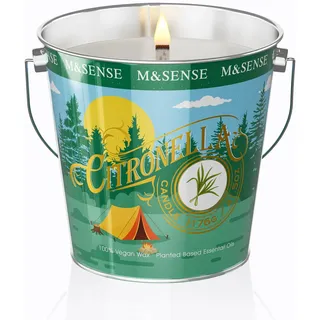 M&SENSE Citronella Kerze Outdoor groß – 1076g Natürliche Duftkerze für draußen mit Citronella, Verbena & Rose, Sojawachs, 220h Brenndauer,Sommer Kerze für Garten Grill Terrasse