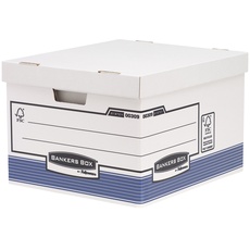 Bankers Box Archivbox mit FastFold System, groß, FSC, 10er-Packung, weiß/blau