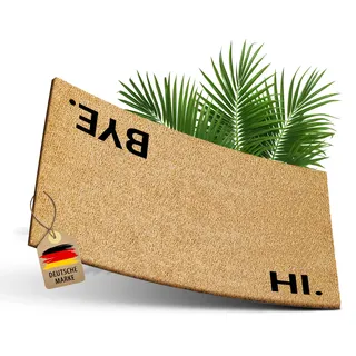 ElbFuchs Kokos Fußmatte 60x40cm mit Hi & Bye I Extra strapazierfähige & rutschfeste Kokosmatte I Für den Innen- & überdachten Außenbereich I Ideal als schmaler Schmutzfang und Eingangsmatte