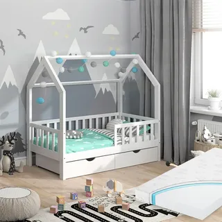 VitaliSpa Hausbett Wiki 80 x 160 cm Kiefer massiv weiß