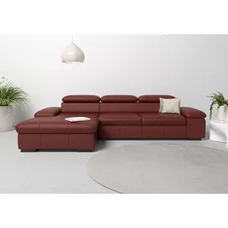 Ecksofa OTTO HOME "Alberto L-Form", rot (merlot), B:286cm H:73cm T:174cm, Luxus-Microfaser Lederoptik (100% Polyester);Luxus-Microfaser ALTARA NUBUCK (100% Polyester);Luxus-Microfaser weich (90% Polyester, 10% Polyamid);Microfaser Antiklederoptik, Sofas, Ecksofa, mit Kopfteilverstellung, wahlweise mit Schlaffunktion