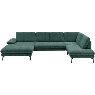 Dieter Knoll Wohnlandschaft , Blau, Grün , Textil , U-Form , 344x208 cm , Fußauswahl, Stoffauswahl, Sitzqualitäten, seitenverkehrt erhältlich, Hocker erhältlich, Rücken echt, individuell planbar, haustierfreundlicher Bezug , Wohnzimmer, Sofas & Couches, Wohnlandschaften, Wohnlandschaften in U-Form