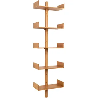 Wandregal , Naturfarben , Holz , Bambus , 50x180x25 cm , hängend , Wohnzimmer, Regale, Wandregale