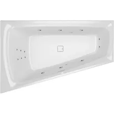 RIHO Still Smart Eck-Badewanne, mit Flow-System, Einbau, 170x110x50cm, mit Ab-/Überlaufgarnitur, 240 Liter, 2-Sitzer, weiß, B10, Ausführung: Version rechts, Kopfkissen+Licht links