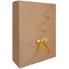 Premium ECO Weihnachtsbaum Geschenkbox – 12 Stk – 35x25x10 cm | Eingetragenes EU-Design | Satinband | Nachhaltige Verpackungslösung