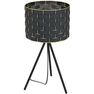 EGLO Tischlampe Marasales, 1 flammige Tischleuchte | Nachttischlampe aus Textil und Metall in Schwarz und Messing, Wohnzimmerlampe, Lampe mit Schalter, E27