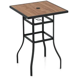 Costway Gartentisch Schwarz , Metall , 70x102x70 cm , Gartenmöbel, Gartentische