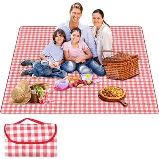 HouYa-Tec 300 * 200CM Picknickdecke Campingdecke Matte,Strandmatte wasserdicht sandfest,Ultraleicht & Kompakt für Strand, Camping, Wandern, Picknick,Faltbar und Maschinenwaschbar (rot, XL)