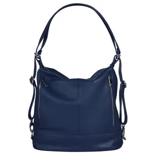 Cityrucksack SAMANTHA LOOK, Damen, Gr. B/H/T: 34cm x 31cm x 15cm, onesize, blau, Leder, Rindsleder, leicht glänzend, unifarben, Rucksäcke Cityrucksack, echt Leder, Made in Italy