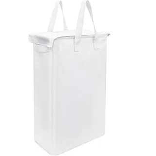 Belle Vous Zusammenklappbarer Wäschesammler mit Deckel - Fassungsvermögen 58 l - Wäschebox mit Deckel und Griffen - Wäschekorb für Bad oder Schlafzimmer - Wäschekorb weiß