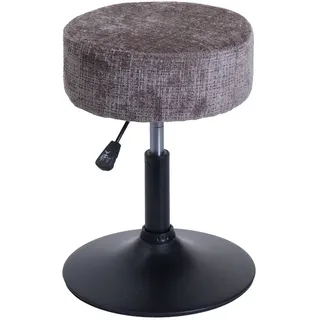 Mendler Hocker HWC-C22, Sitzhocker Schminkhocker, höhenverstellbar drehbar Ø 37cm Stoff Chenille (465g/m2) FSC® ~ braun