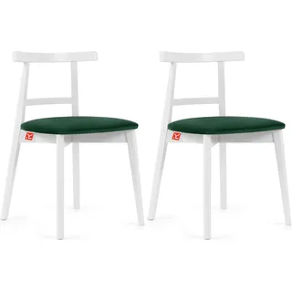 KONSIMO Esstischstühle 2 St "LILIO", Dunkelgrün, Buchenholz, Vintage, 47x76,5x45cm - dunkelgrün