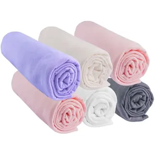 6 Spannbettlaken, 70 x 140 cm, Babybett, Kinderbett, 70 x 140 cm, 100% Baumwolle, Jersey, Candy | dehnbar & atmungsaktiv | gesunder Schlaf | Marke Easy Schlaf | Öko-Tex | Qualität | Hergestellt in
