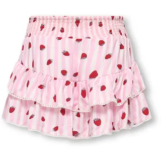 KIDS ONLY Sommerrock "KOGGLOW LIFE TAPED EDGE SKORT AOP WVN" 1 mit tollen Volants mit dezenter Spitzenkante, romance rose aop:strawberry, stripes barely pink