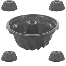 Coolinato 5er Set Silikon Gugelhupfformen rund, Grau, 1x groß 4x klein, Silikonformen zum Backen von großen und kleinen Gugelhupf Kuchen, inkl. 4 Rezepten
