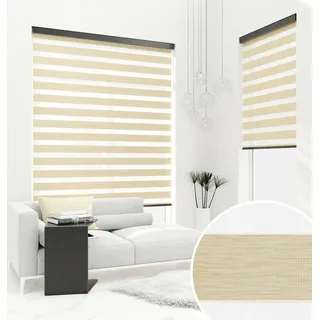 PREMIUM DOPPELROLLO BH13 NATUR mit Alu Kassette (85x220 cm, Kassettenfarbe: schwarz) - Schwarz