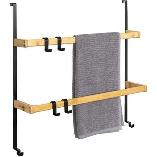 eluno Tür-Hängeregal, schwarz , Holz , 65x86x17 cm , Badezimmer, Badezimmerausstattung, Handtuchhalter