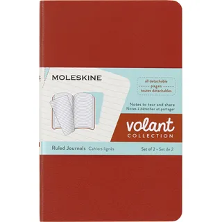 Moleskine Volant Notizhefte (liniert, Soft Cover, Pocket/A6) 2er-Set Korallrot, Aquamarinblau