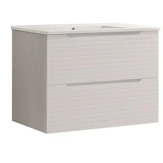 Kibath Boreal Badezimmerschrank mit Waschbecken, 60 cm, 2 Schubladen, mattweißes Finish, aus Holz, groß