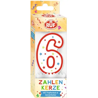 Ruf Zahlenkerze Nummer 6 1 Stück rot