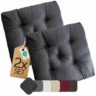etérea Sitzkissen Heidi 42x42 cm 2er Set Anthrazit – Stuhlkissen Outdoor | 2er - 8er Set · 8 cm hoch · Dick gepolstert · Indoor & Outdoor · 55% Baumwolle, 45% Polyester · OEKO-TEX Made in Green