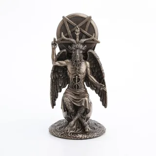 Veronese Design 21,6 cm Baphomet sitzend auf dem Globus Fallen Wicca-Kunstharz-Statue, Bronze-Finish