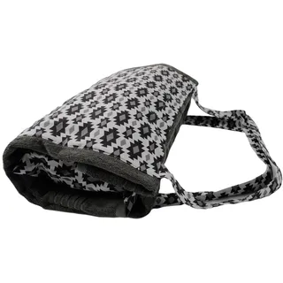 POWER INN Strandtuchtasche ca. 95x178cm | Liegehandtuch 3in1 mit integriertem Kissen und Tasche | großes Badetuch (Anthrazit mit grau/schwarzem grafischen Muster)