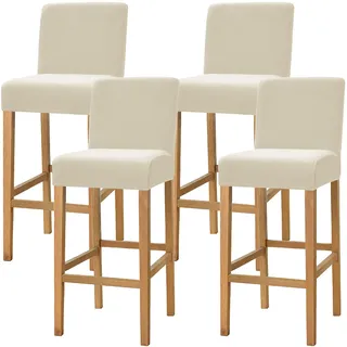 Dimatic Samt Plüsch Stuhl Abdeckung Theke Pub Bar Hocker Stuhl Slipcover für Esszimmer Cafe Barhocker Slipcover Möbelschutz Anti-Rutsch-Bezug mit elastischem Boden, 4er Set, Beige