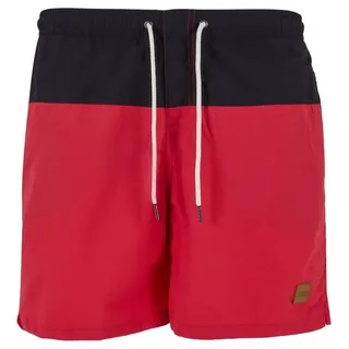 URBAN CLASSICS Block Swim Shorts, blk/red, 3XL