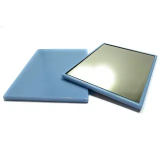 niavida Eckiger Kleiner Taschenspiegel - Handspiegel, Kunststoff-Korpus, Glas-Spiegel, Rahmenfarbe Hell-Blau