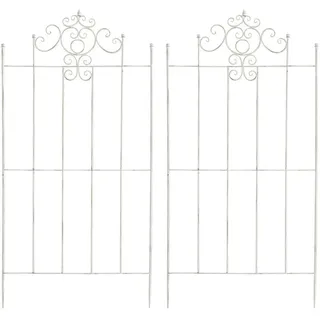 CLP Rankgitter 2er Set Metall antik weiß , Weiß, Weiß , 85.5x170x2 cm , Dekoration, Gartendeko