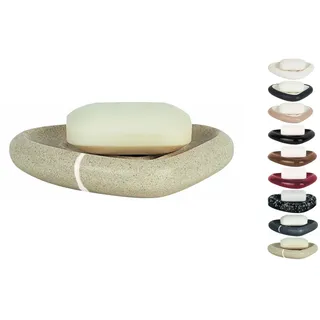 Spirella Seifenschale Steinoptik dekorative Badausstattung Seifenablage Etna Maße: 15 x 11 x 3 cm - Stein beige/Sand, Steinsand