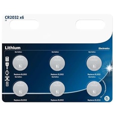 Lithium-Knopfzelle CR2032P6/01B, 3 V, 6 Stück, 30% mehr Haltbarkeit