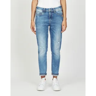 Relax-fit-Jeans GANG "94AMELIE CROPPED", Damen, Gr. 27, N-Gr, blau (azure blau destroy), Denim/Jeans, Obermaterial: 90% Baumwolle, 6% Polyester, 4% Elasthan, relaxed fit 7/8-Länge, Jeans Relax-fit-Jeans, aus robustem Gabardine Stretch