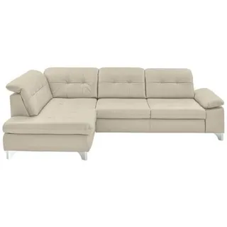 Beldomo Speed Ecksofa , Ecru , Leder , Echtleder , Rindleder , Ottomane links, nicht einzeln stellbar, L-Form , 309x211 cm , Goldenes M , Typenauswahl, Bettkasten erhältlich, Fußauswahl, Lederauswahl, Stoffauswahl, Sitzqualitäten, seitenverkehrt erhältlich, Bettfunktion erhältlich, Hocker erhältlich, Rückenfutter , Wohnzimmer, Sofas & Couches, Wohnlandschaften, Ecksofas