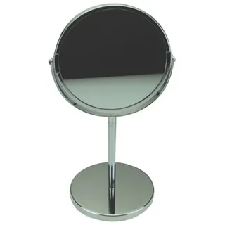 apollo THE HOUSEWARES BRAND Pedastalspiegel, Vergrößerungsspiegel, doppelseitiger Schminkspiegel, 360° drehbar, für Schminktisch, Schreibtisch, Badezimmer, Schlafzimmer, Größe: 7,5 x 4 cm, Chrom