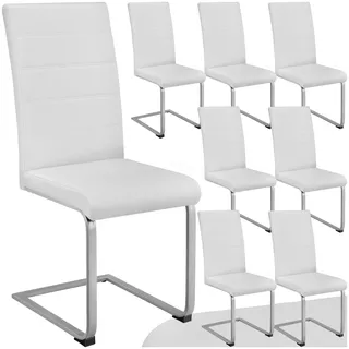 Tectake Schwingstuhl Bettina Kunstleder weiß 8er Set