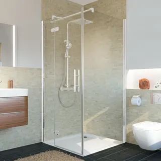 Breuer Drehtür für Seitenwand links teilgerahmt, Chromoptik, 120 x 200 cm